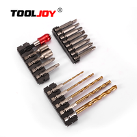 TOOLJOY Ensemble de 18 embouts de perçage et de tournevis mixtes en acier S2 HSS titane avec anneau magnétique pour la réparation à domicile et le bricolage