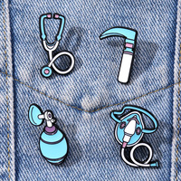Broche en alliage de zinc, émail imitation, thème Stéthoscope de la série médicale de dessins animés, accessoire vestimentaire, effet goutte d'huile