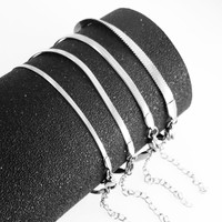 Vente en gros Pvd or argent métal couleur placage Hip Hop acier inoxydable 2mm 2.5mm 3mm 4mm largeur serpent os chaîne chaîne Bracelet