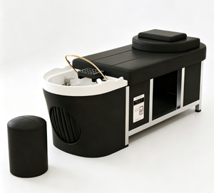 Table de lavage de cheveux noire pour salon, avec bac et repose-pieds réglable, mobilier de coiffure professionnel - Product Image 3