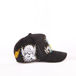 卸売 高品質 カスタム 5パネル 刺繍入り野球帽 カーブブリム ユニセックス スエード野球帽 ラインストーンロゴ付き - Product Image 3