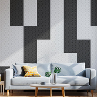 Panneau mural moderne en fibre de polyester 100% à motif nid d'abeille 9mm/12mm, ignifuge, absorption acoustique très efficace, écologique, pour écoles