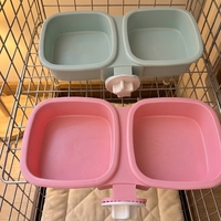 Double gamelle de fixation pour cage à animaux, anti-éclaboussures, avec double plateau amovible, en matériau PP sûr, pour chat, lapin, hamster