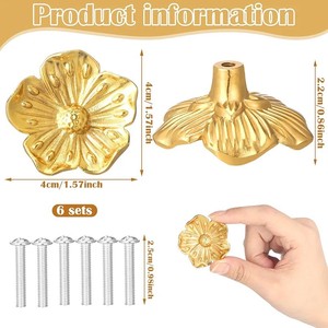Brass <b>Cabinet</b> <b>Knobs</b> <b>Gold</b> Flower Shape Contemporary Design For Kitchen Bathroom Furniture Handles - Product Image 3