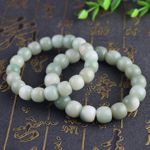 White Jade Bead <b>Bracelet</b> 10x11mm 19 Pieces Round Shape Ethnic Style Religious Ceremony Jewelry - Product Image 3