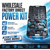 Kit combiné professionnel 4-en-1 sans balais à prix d'usine : marteau, meuleuse, clé et perceuse – Ensemble d'outils électriques industriels