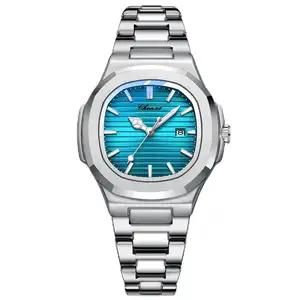 นาฬิกาข้อมือผู้ชายใหม่ราคาคุ้มค่านาฬิกาควอตซ์หรูหราสแตนเลสนาฬิกาข้อมือธุรกิจเรืองแสงกันน้ำ