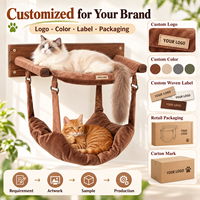 Hamac mural pour chat en gros, double couche, en bois massif, avec coussin amovible, structure d'escalade multifonctionnelle pour chat d'intérieur