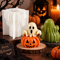 Moule en silicone 3D Candyer Halloween pour bougies DIY, décoration de fête à domicile, moules à gâteaux et chocolats en silicone