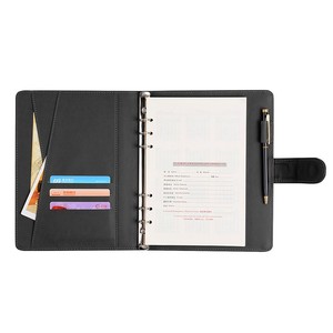 Carnet de notes en cuir A5 taille 6 anneaux avec stylo - Product Image 3