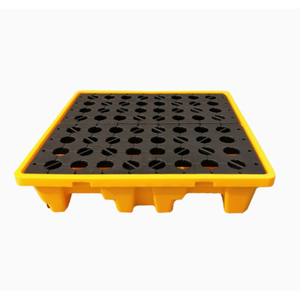 Palettes Euro en plastique anti-déversement d'huile Palette de confinement des déversements en plastique détachable de grande taille 1300*1300mm 4 tambours Palette de déversement Ibc - Product Image 1
