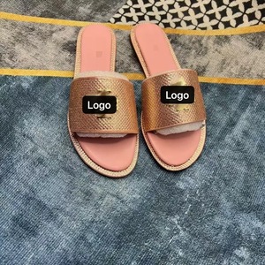 Sandalias planas con pedrería, <span class=keywords><strong>chanclas</strong></span> de una sola tira para mujer, pantuflas de alta calidad para mujer - Product Image 2