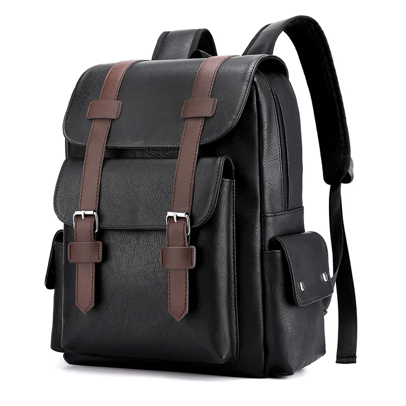 Waterproof Laptop Backpack Bag 15 Inches Classic England Design High Quality Waterproof PU Leather Preppy Style School Laptop Backpack Bag With Cover