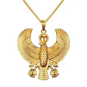 Benutzer definierte Edelstahl Gold Eagle Egyptian Horus Hochwertige übertriebene Anhänger