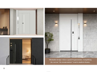 Porte d'entrée blindée moderne et minimaliste à rupture de pont thermique, insonorisée, en aluminium pivotant pour villa