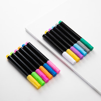 12 couleurs sec effaçable lumière Led tableau craie marqueurs Soluble dans l'eau liquide craie marqueur Mini pointe fine couleur marqueur stylo
