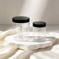 Pots cosmétiques ronds en plastique transparent de 150 ml, 250 ml, 350 ml, 400 ml, 500 ml, 1000 ml avec couvercles à vis en aluminium doré ou argenté