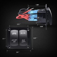 Panneau d'interrupteurs à bascule 2 gangs 5 broches SPST ON-OFF avec motif laser personnalisé, interrupteur à bascule à LED bleue, panneau en aluminium pour applications marines