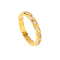 Anillo de Acero Inoxidable Chapado en Oro de 18K con Circonita Cúbica, Diseño Cruzado Acolchado, Minimalista, Apilable, Delgado, para Uso Diario, Joyería para Mujer