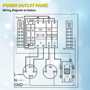 Receptáculo de RV para exteriores resistente a la intemperie con interruptor de 20 30 y 50 amperios, caja de Panel de toma de corriente de RV temporal no medida precableada para gris - Product Image 6