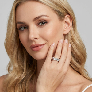 Anel de Casamento Eternity Band com Moissanite Corte Oval em Prata Esterlina S925, Anéis de Moissanite Certificados GRA - Product Image 6