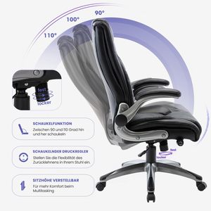 Luxuriöser Ergonomischer Stuhl Hochwertiges Atmungsaktives PU-Leder Verstellbarer Drehbarer Komfortabler Büro-Gaming-Stuhl mit Stabilem Sockel - Product Image 5