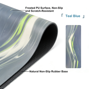 Tapete de Ejercicio Azul Verde Azulado con Superficie de PU y Base de Caucho Natural, Antideslizante, 4.5mm de Grosor para Entrenamiento en Casa y Uso en Estudio - Product Image 4