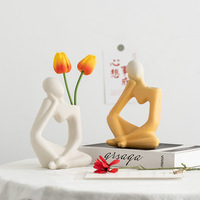 Vase en céramique fait main de style nordique moderne minimaliste, abstrait, Morandi, créatif, haut de gamme, pour la décoration intérieure