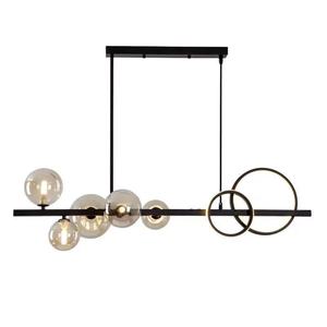 <span class=keywords><strong>Lustre</strong></span> de restaurant nordique moderne et minimaliste noir/doré 95 cm, suspension LED en verre en forme de haricot pour salons et salles à manger - Product Image 5