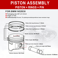 RACEORLY 11257564335 Jeu de pistons 85mm 9.3:1 STD pour BMW N52 B30 3.0L E60 E87 E90 E92 130i 330i 530Li Type divisé