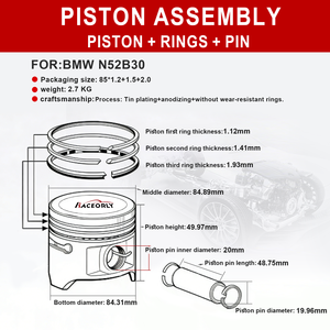 Juego de pistones RACEORLY 11257564335 de 85 mm 9.3:1 STD para <span class=keywords><strong>BMW</strong></span> <span class=keywords><strong>N52</strong></span> B30 3.0L E60 E87 E90 E92 <span class=keywords><strong>130i</strong></span> 330i 530Li tipo dividido - Product Image 3