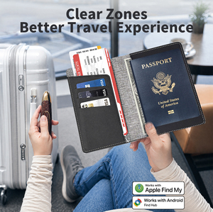 Porta Passaporto Tracciabile per Viaggi, Compatibile con <span class=keywords><strong>Apple</strong></span> Find My, Custodia Anti-Smarrimento con Scomparti per Carte - Product Image 1