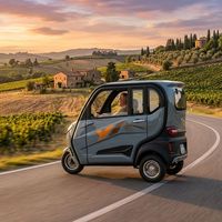 Mini Tuk-tuk Électrique Entièrement Fermé à Trois Roues, Deux Portes, Trois Sièges, Véhicule Électrique à Basse Vitesse 60V, Scooter de Transport pour Adultes