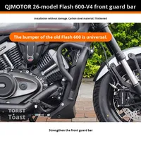 QJMOTOR Flash 600V4 (Modèle 2026) – Barres de protection moteur, dossier pliable, sacoches en toile et cuir, acier carbone pour moto