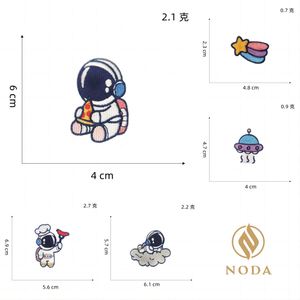 NODA Self Adhesive Embroidery Cute Astronaut Rocket Star Patch for Clothes Decoration - Product Image 4