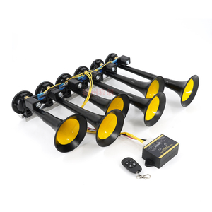 Klaxon électrique 12V à 6 tuyaux avec haut-parleur coaxial, télécommande sans fil, 36 mélodies, 130 dB, universel pour voitures, camions, bateaux, SUV - Product Image 3