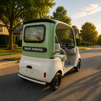 Voiture électrique rétro à 4 roues avec toit, véhicule de mobilité électrique pour adultes, idéal pour le golf, les visites touristiques et les loisirs.