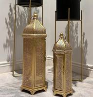 Décoration du Ramadan Espaces Sereins Living Grande lanterne à bougie ornée d'or marocaine pour les célébrations du Ramadan