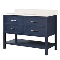 Meuble-lavabo moderne Guanda, design le plus récent, 48 pouces, avec vasque simple, plateau en marbre artificiel, sur pied, durable et facile à nettoyer