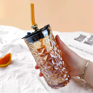 Bouteilles en verre créatives pour jus de fruits 400 ml en forme d'ours, avec pailles, tasses à lait mignonnes résistantes à la chaleur pour la maison avec couvercles - Product Image 5