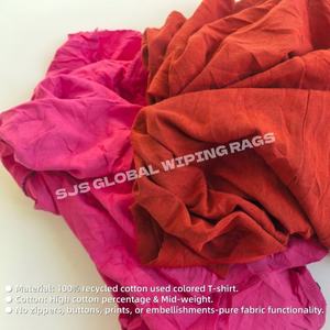 Paños de limpieza de algodón puro de colores variados, trapos de camiseta reciclados mixtos para limpieza - Product Image 4