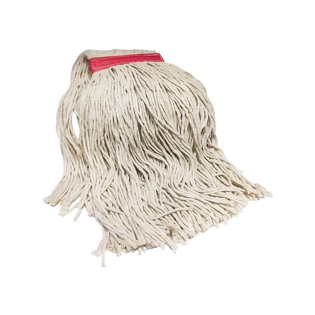 Heavy Duty White Cotton Loop End String Mop Head Replacement Wet Commercial Cleaning Steel Plastic Basket Commercial Mop Head