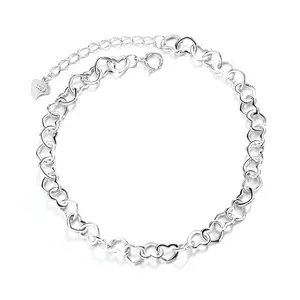 Simple New Heart-Shaped 925 Sterling Silver Bracelet