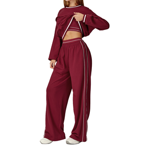 Ensemble de survêtement décontracté pour l'entraînement et le jogging, taille plus, sweat-shirt uni confortable, vêtements de sport tendance pour femmes en plein air - Product Image 2