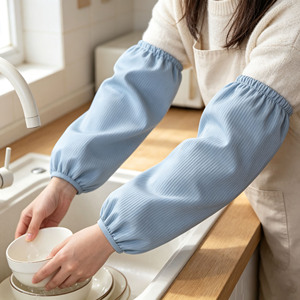 Manchons de protection élégants côtelés imperméables et anti-poussière avec poignets élastiques pour femmes, idéaux pour la cuisine, les restaurants, les chefs, le jardinage et la poterie - Product Image 2