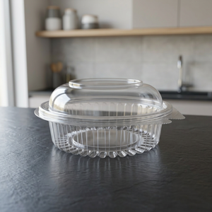 Crystal-clear <b>PET</b> with tamper-evident hinge lock Round Hinge Box 24 OZ Dome Lid, 750 ML / 25 OZ Capacity, Round Hinge Range - - Product Image 4
