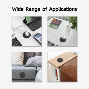 Prise de courant ronde miniature noire standard américaine, prise de bureau, 15A, 1 prise standard américaine pour bureau, table de chevet, armoire, comptoir - Product Image 6