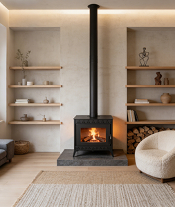 Poêle <span class=keywords><strong>à</strong></span> bois autonome JingXin Direct Factory, foyer intérieur, verre résistant aux hautes températures <span class=keywords><strong>pour</strong></span> usage domestique - Product Image 2