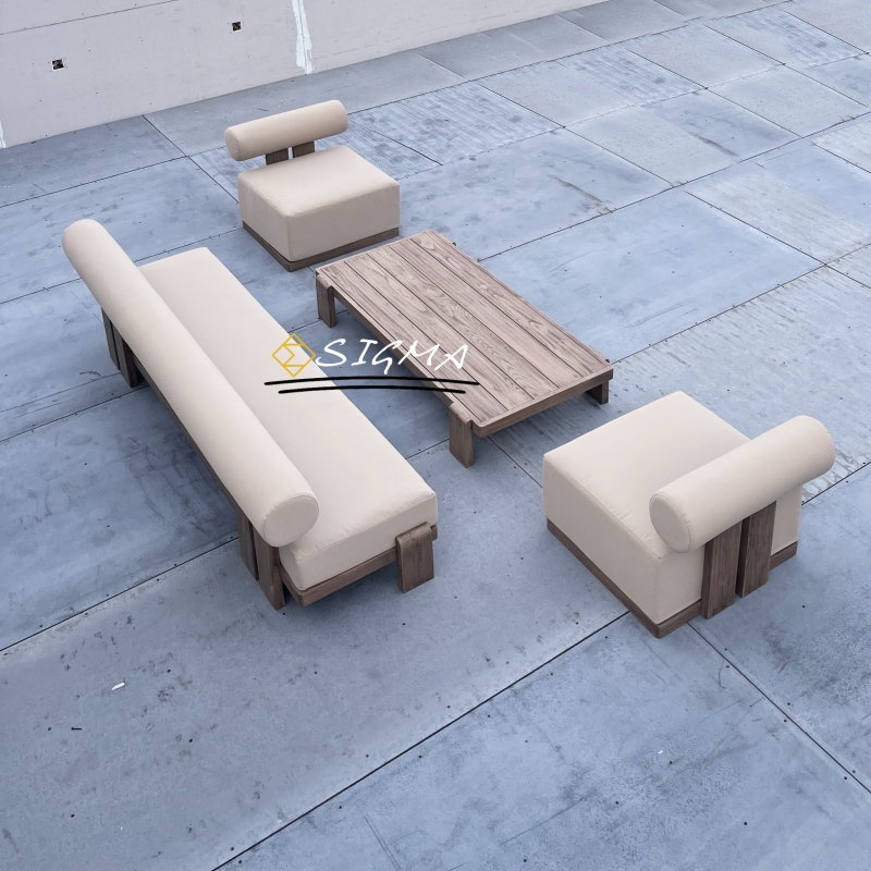 High End Luxury Outdoor Furniture set Patio Courtyard Villa Teak solid Wooden furniture Garden sofa set