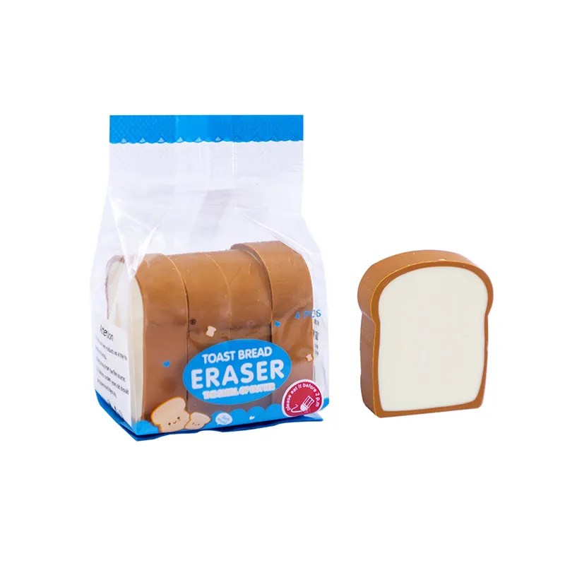 Mooie Broodvormige Gum 4 Stuks Set Groot Formaat Kinderen Studenten Relatiegeschenken Fancy Toast Gum